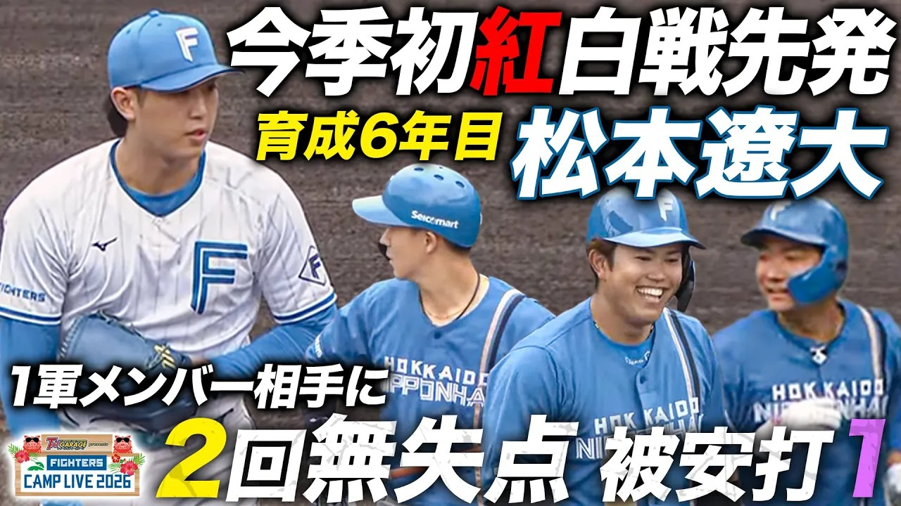 【今季初紅白戦】松本遼大が先発‼️1軍メンバー揃う紅組相手に2回無失点