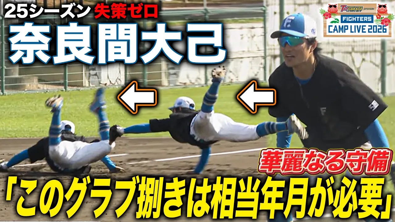 2025シーズン失策0の漢・奈良間大己の華麗な声出しノック観察